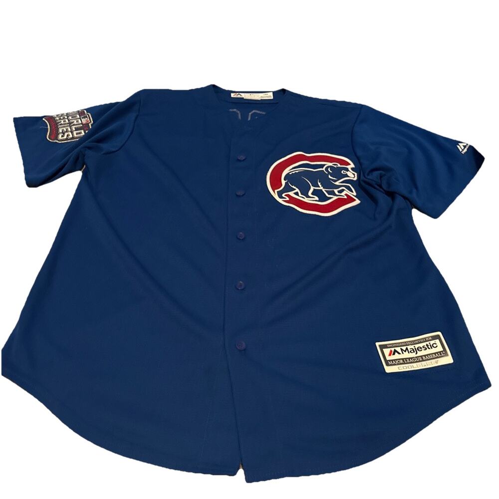 Majestic Chicago Cub Jersey Large Blue Cool Base MLB 2016 World Series Ross